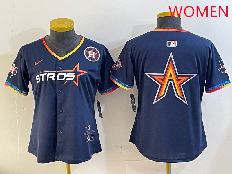 Women Houston Astros Blank Drak Blue Fourth generation Joint Name 2025 Nike MLB Jersey style 5